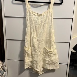 cream seersucker romper